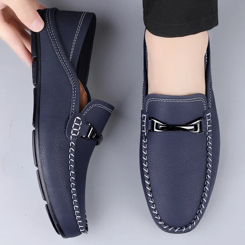 Men’s Slip-On Loafers – Metal Detail Moccasin Design