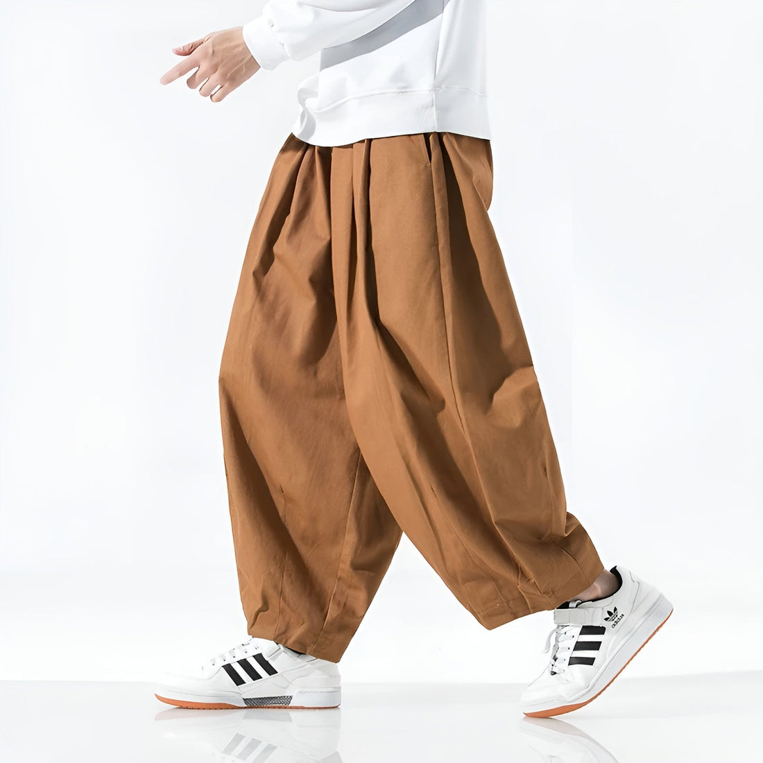 Men’s Wide Leg Pants – Casual High Waist Pleated Tapered Pants with Cropped Length