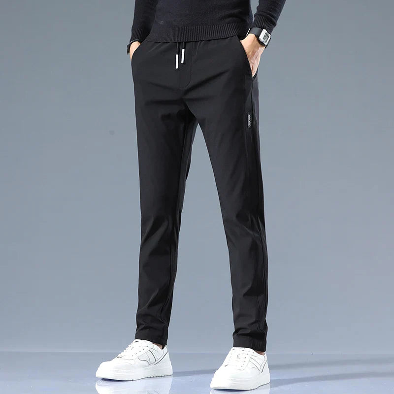 Men’s Drawstring Straight-Leg Trousers – Relaxed Casual Fit