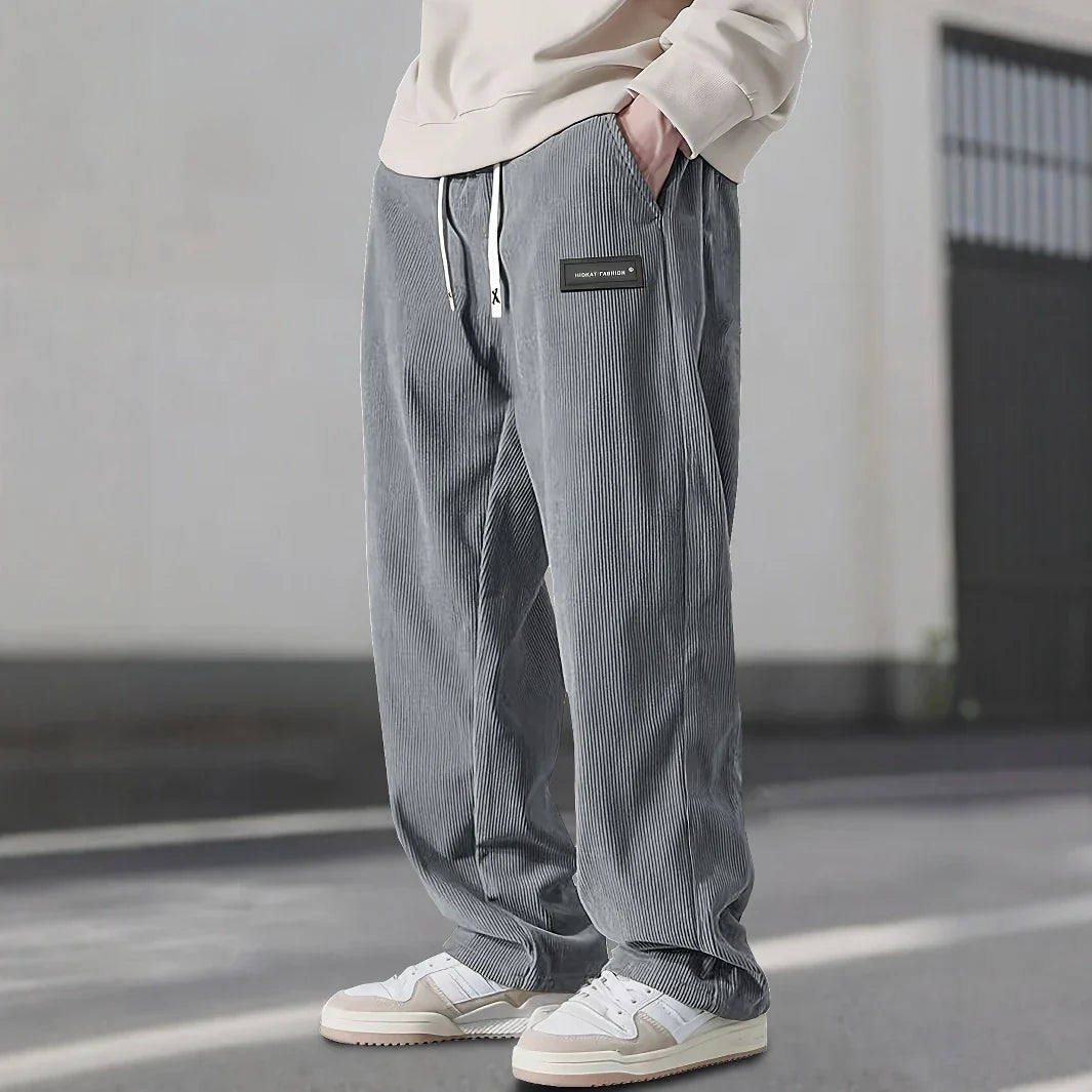 Men’s Corduroy Drawstring Sweatpants – Relaxed Straight Fit