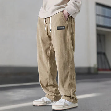 Men’s Corduroy Drawstring Sweatpants – Relaxed Straight Fit