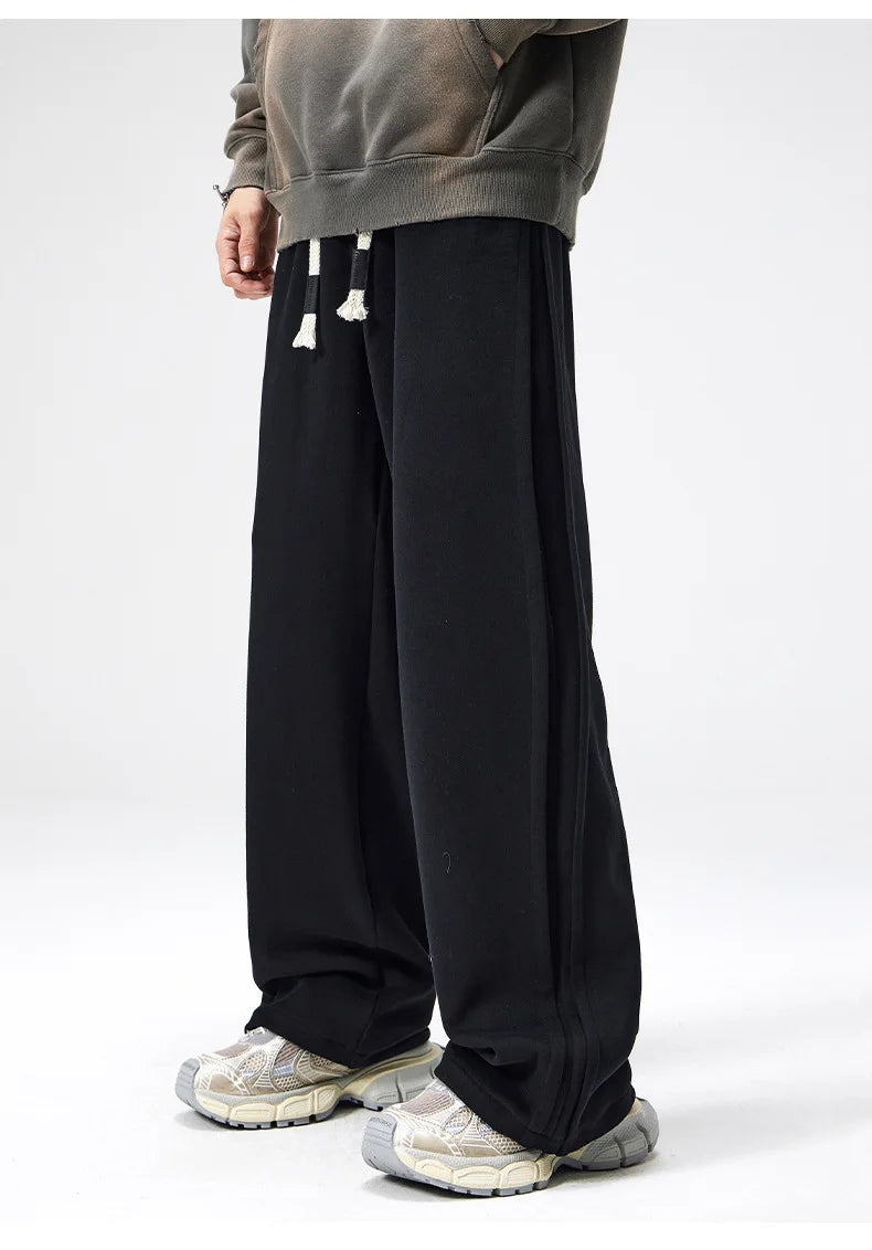 Men’s Loose Fit Wide-Leg Sweatpants – Straight-Leg Athletic Trousers