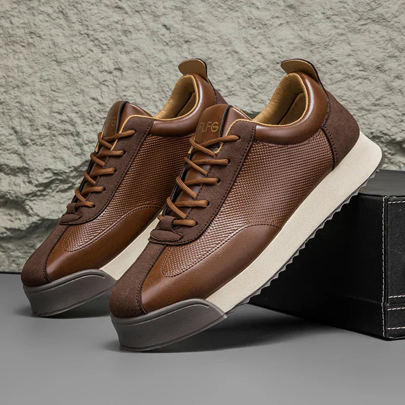 Men’s Low-Top Sneakers – Textured Panel Lace-Up Trainers