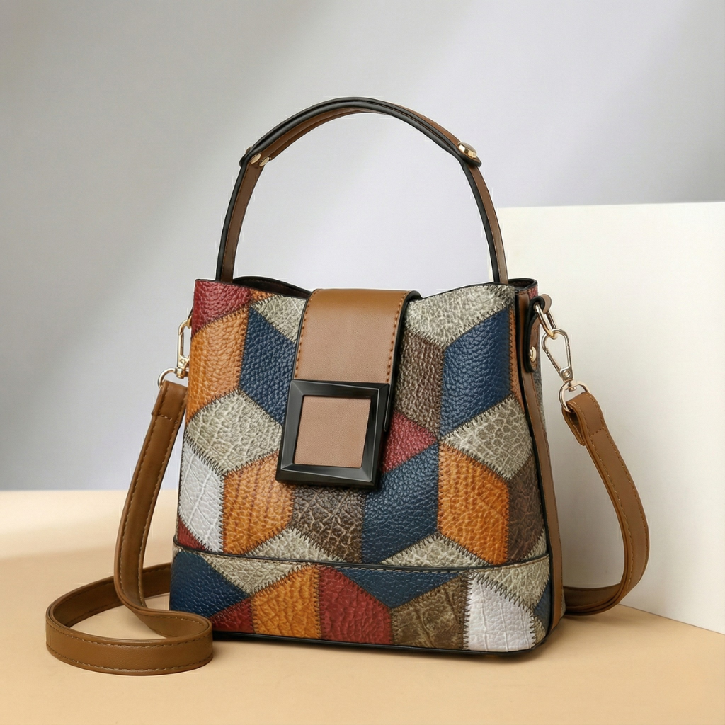 Women’s Structured Bucket Handbag – Large Capacity Crossbody Style