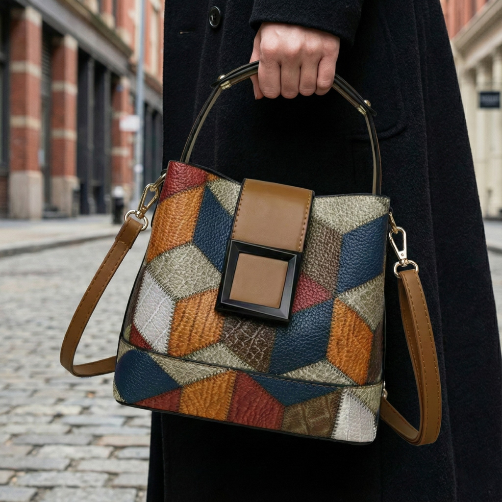 Women’s Structured Bucket Handbag – Large Capacity Crossbody Style