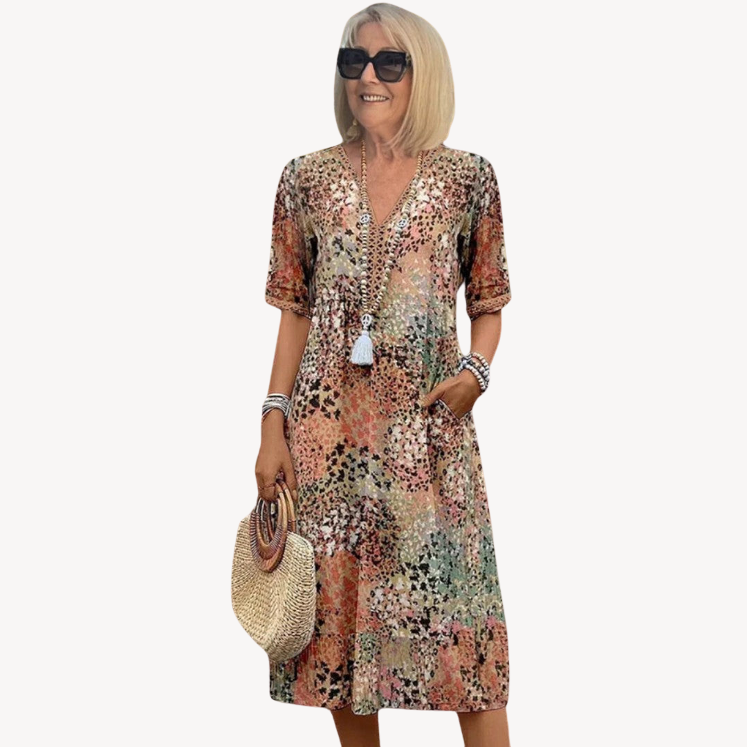 Women’s Boho Midi Dress – Flowy Tiered Style