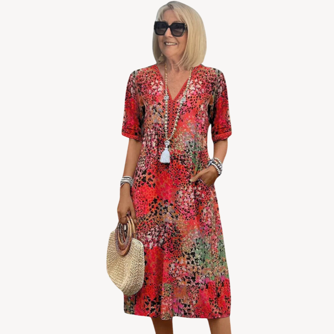 Women’s Boho Midi Dress – Flowy Tiered Style
