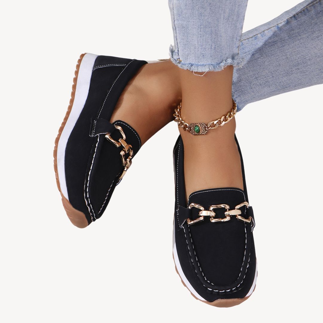 Women’s Chain Detail Loafers – Slip-On Comfort Shoes