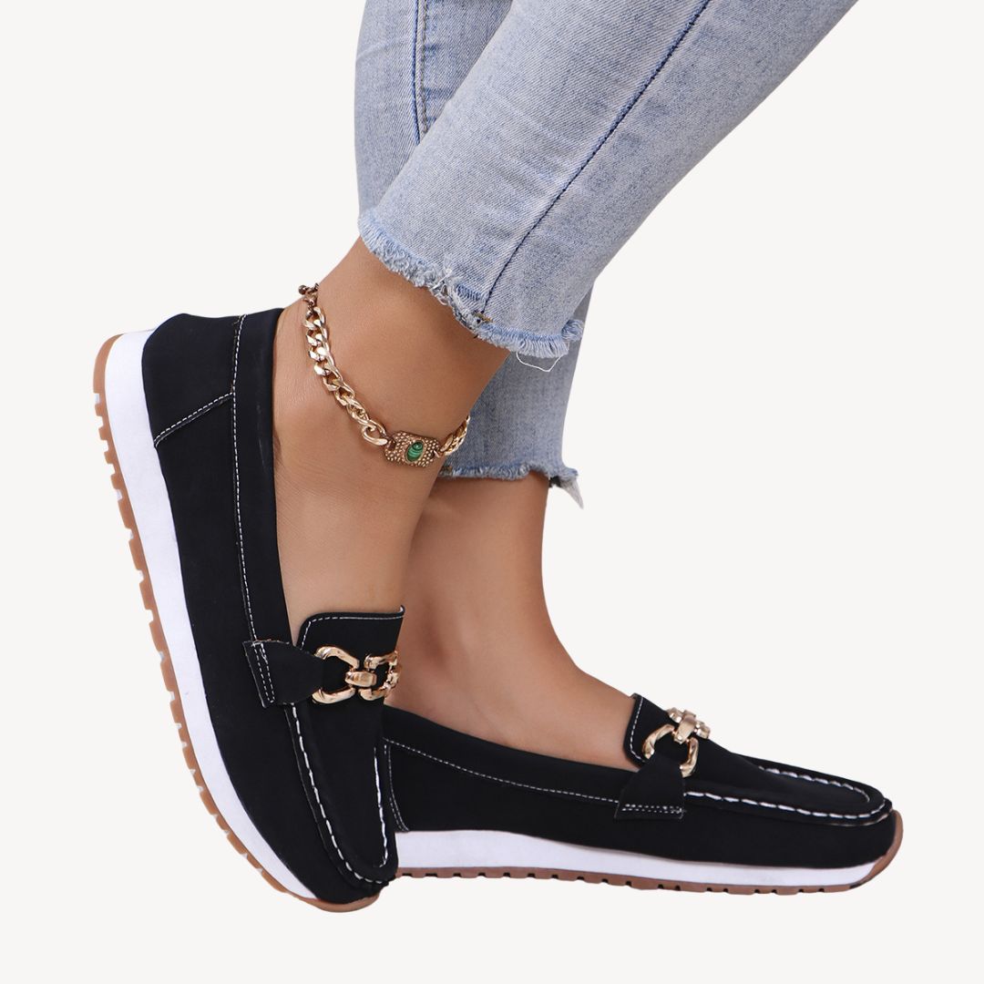 Women’s Chain Detail Loafers – Slip-On Comfort Shoes