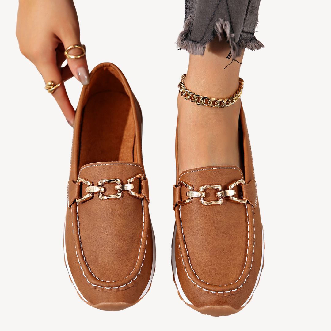 Women’s Chain Detail Loafers – Slip-On Comfort Shoes