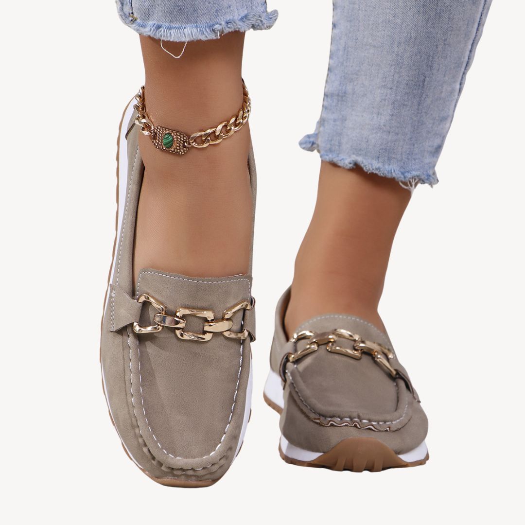 Women’s Chain Detail Loafers – Slip-On Comfort Shoes