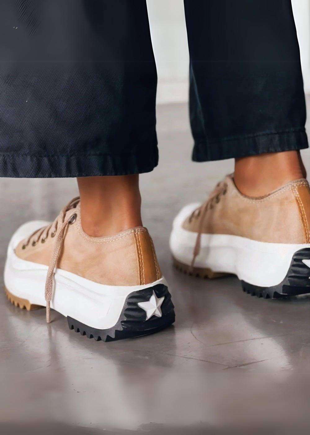 Women’s Chunky Sole Lace-Up Sneakers – Casual Platform Trainers