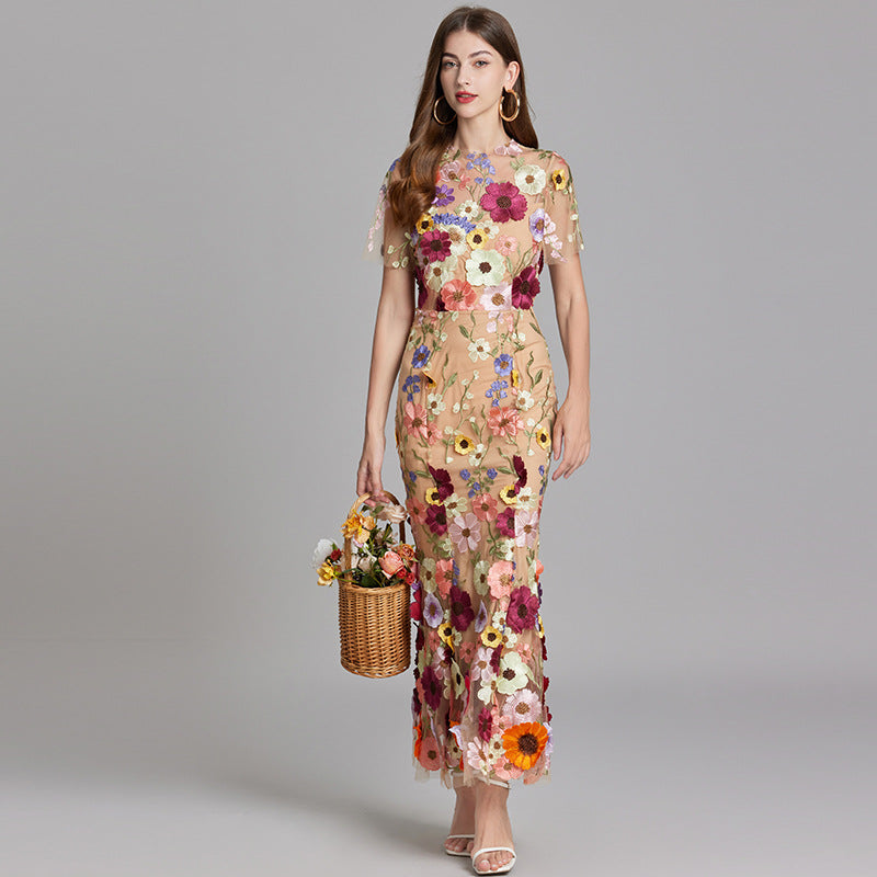 Women’s Floral Embroidered Maxi Occasion Dress