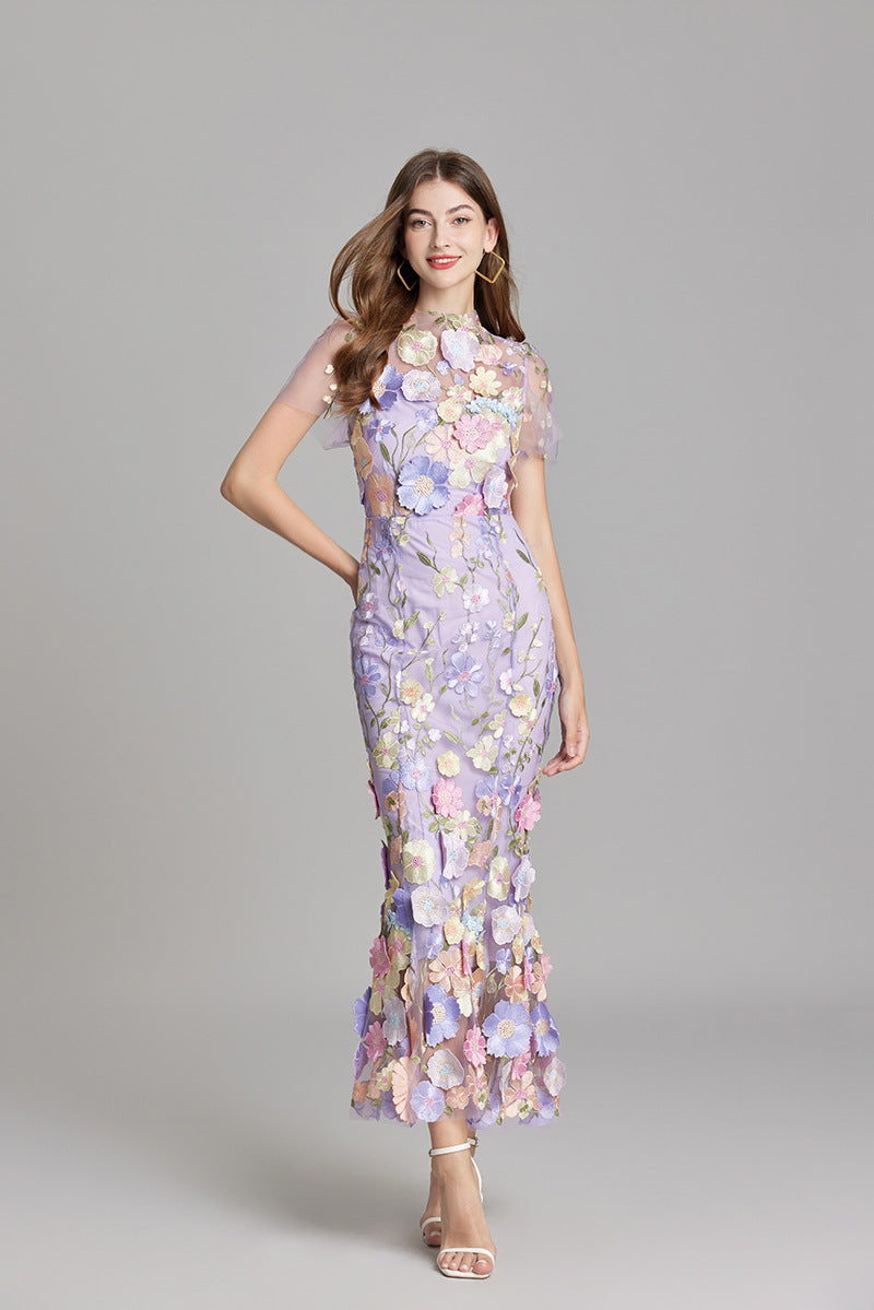 Women’s Floral Embroidered Maxi Occasion Dress