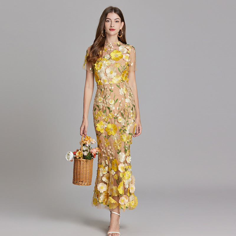 Women’s Floral Embroidered Maxi Occasion Dress