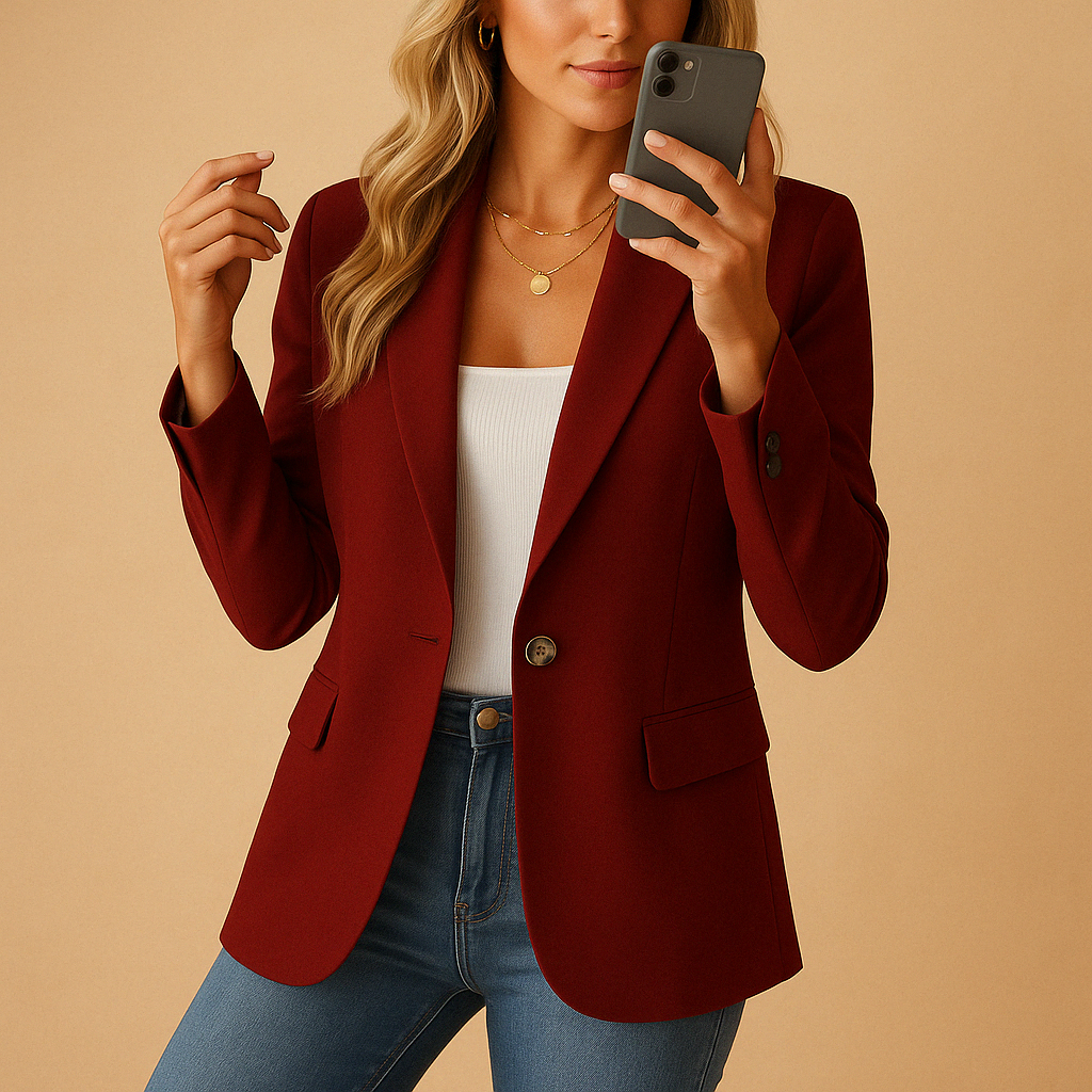 Women’s Fitted Single Button Blazer – Tailored Design