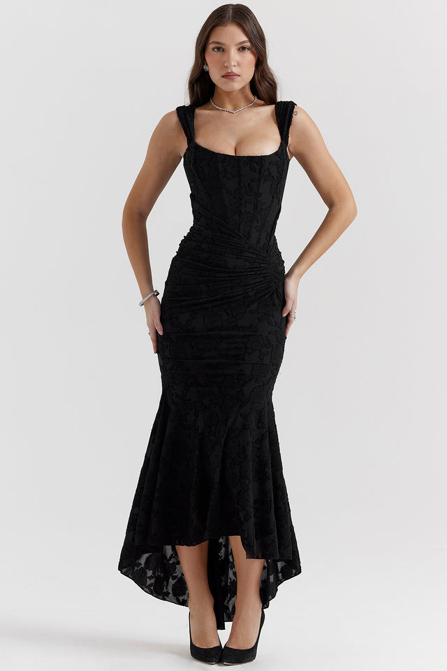 Women’s Lace Corset Maxi Dress – Wedding Guest Evening Gown