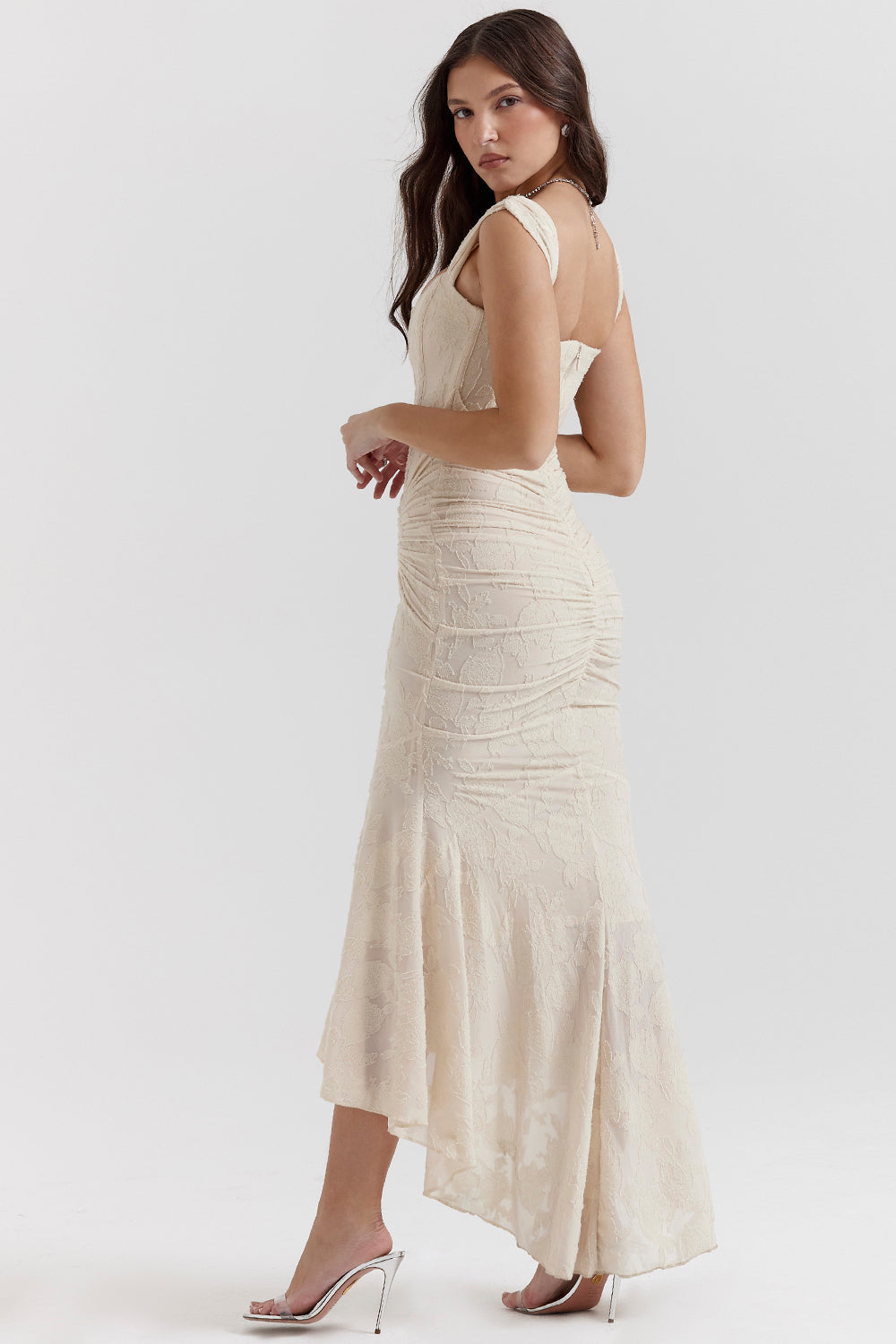Women’s Lace Corset Maxi Dress – Wedding Guest Evening Gown