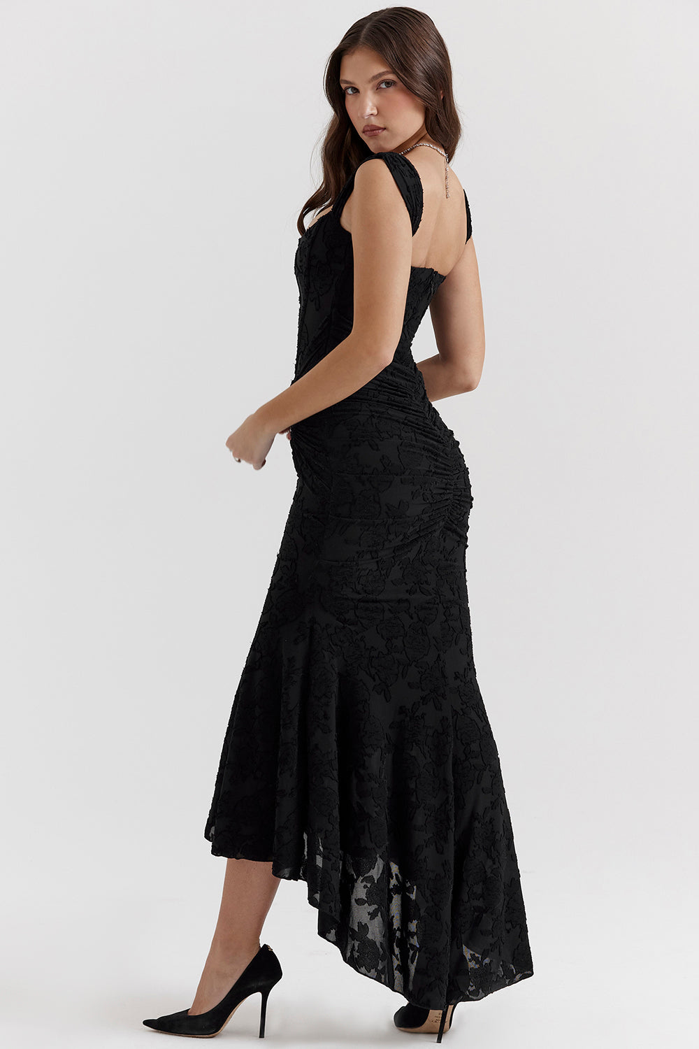 Women’s Lace Corset Maxi Dress – Wedding Guest Evening Gown