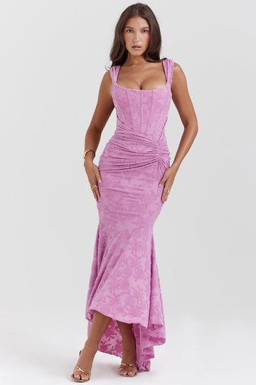 Women’s Lace Corset Maxi Dress – Wedding Guest Evening Gown
