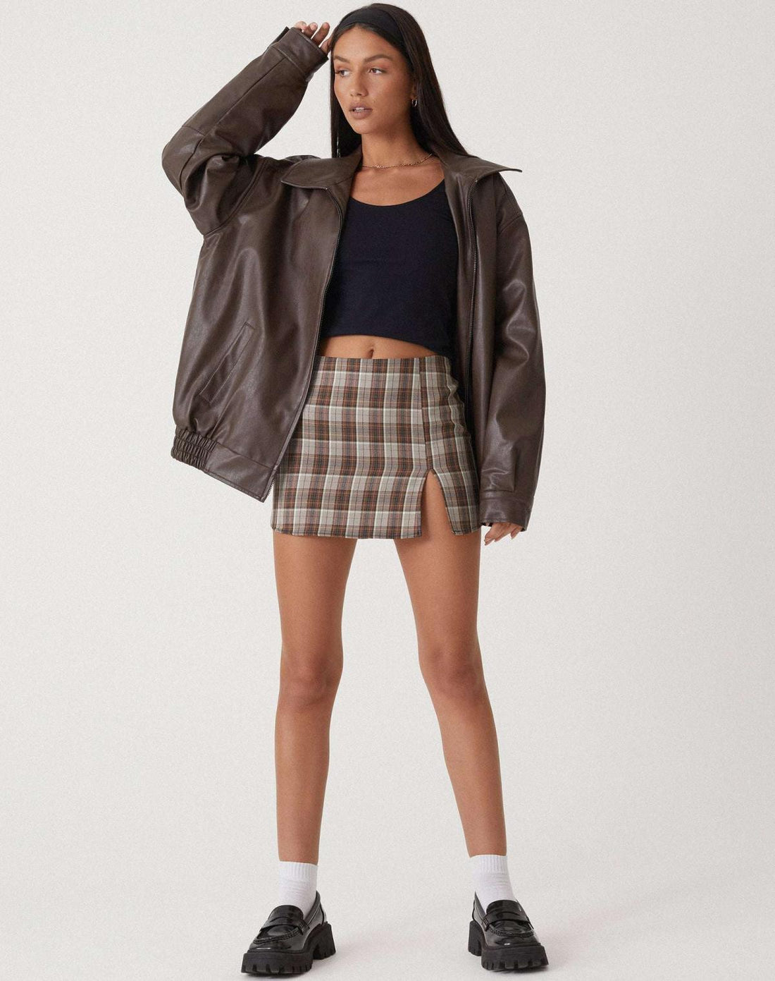 Women’s Leather Jacket – Oversized Fit – Zipper Front – Hip Length Casual Outerwear