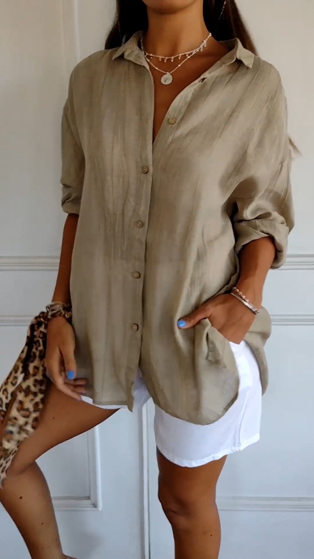Women’s Long Sleeve Button-Down Shirt – Casual Summer Blouse