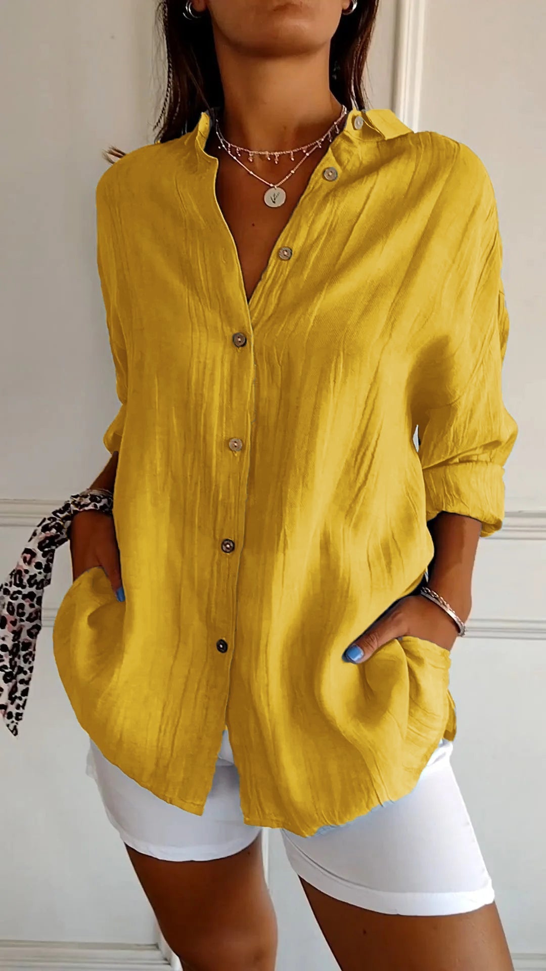 Women’s Long Sleeve Button-Down Shirt – Casual Summer Blouse