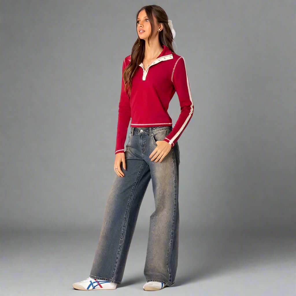 Women’s Low-Rise Wide Leg Jeans – Y2K Inspired Casual Style