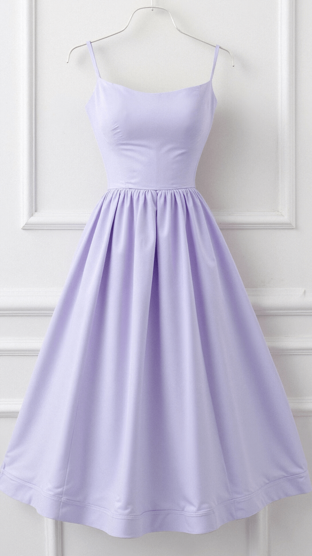 Women’s Midi Dress – A-Line Silhouette – Spaghetti Straps – Elegant Flowing Design