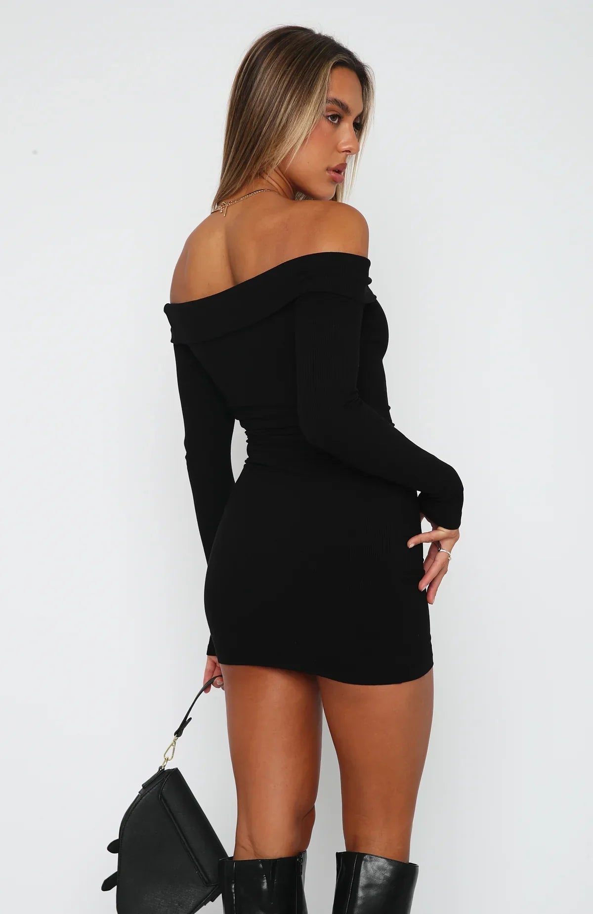 Women’s Off-Shoulder Bodycon Mini Dress – Elegant Long Sleeve Evening Party Dress