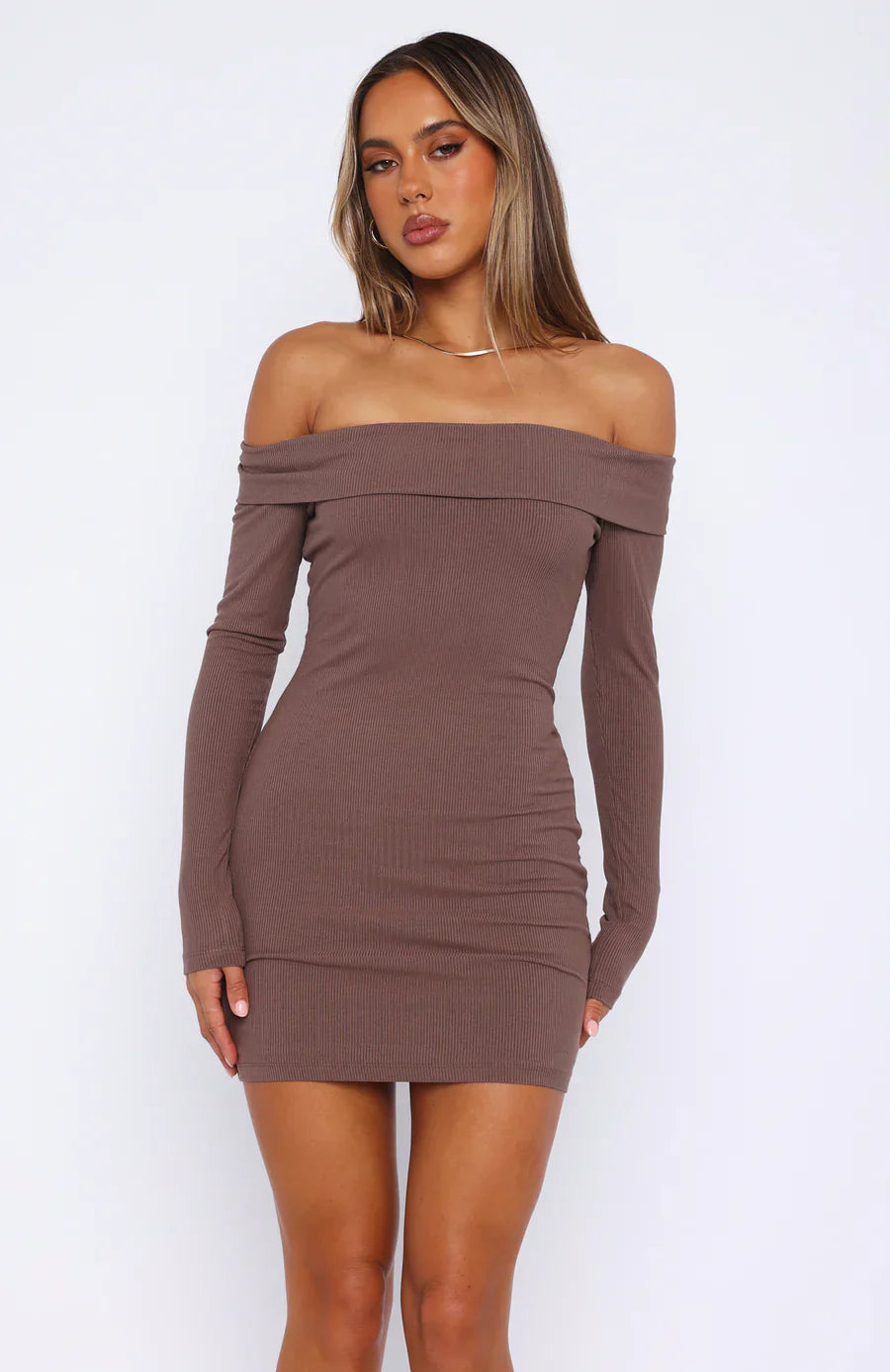 Women’s Off-Shoulder Bodycon Mini Dress – Elegant Long Sleeve Evening Party Dress
