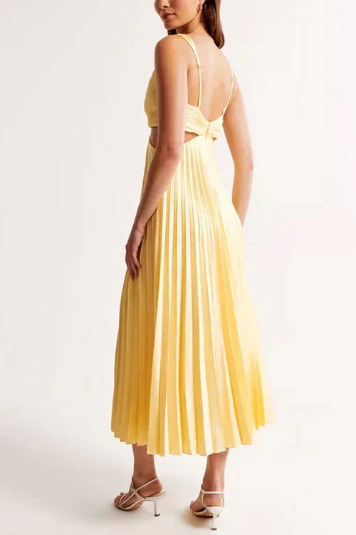 Women’s Pleated Midi Dress – V-Neck Wedding Guest Style