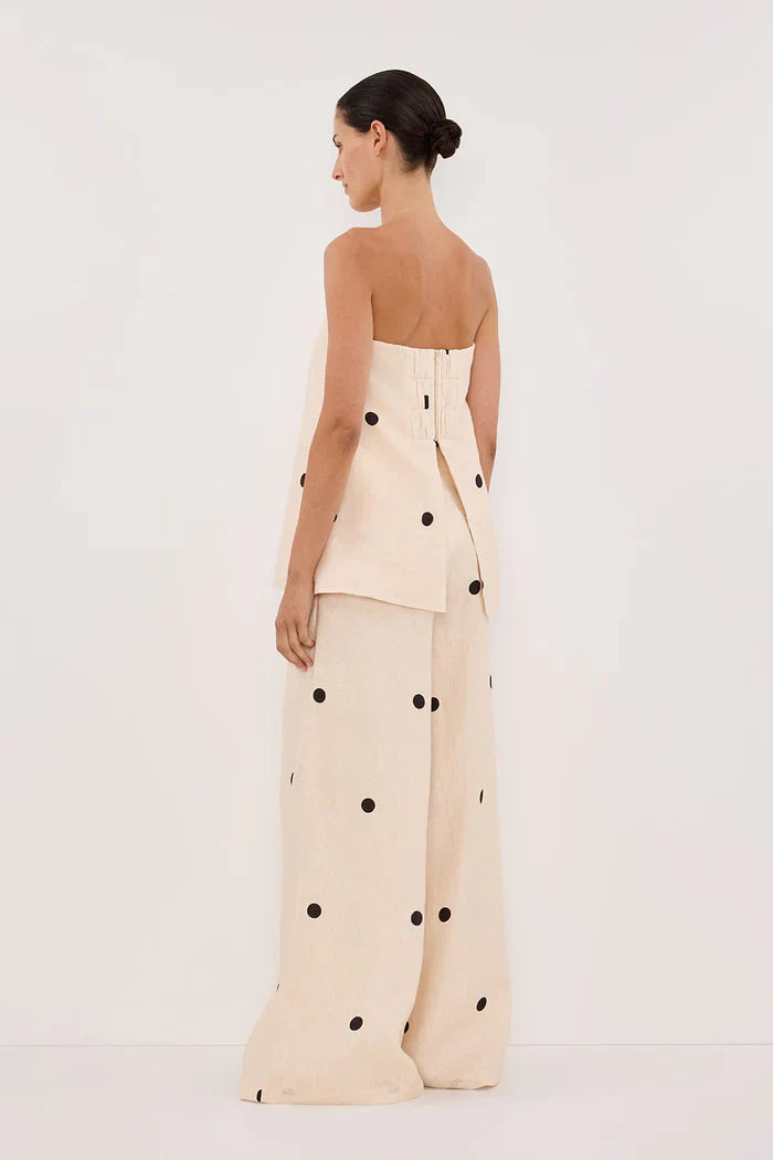 Women’s Polka Dot Wide-Leg Pants And Strapless Top Set