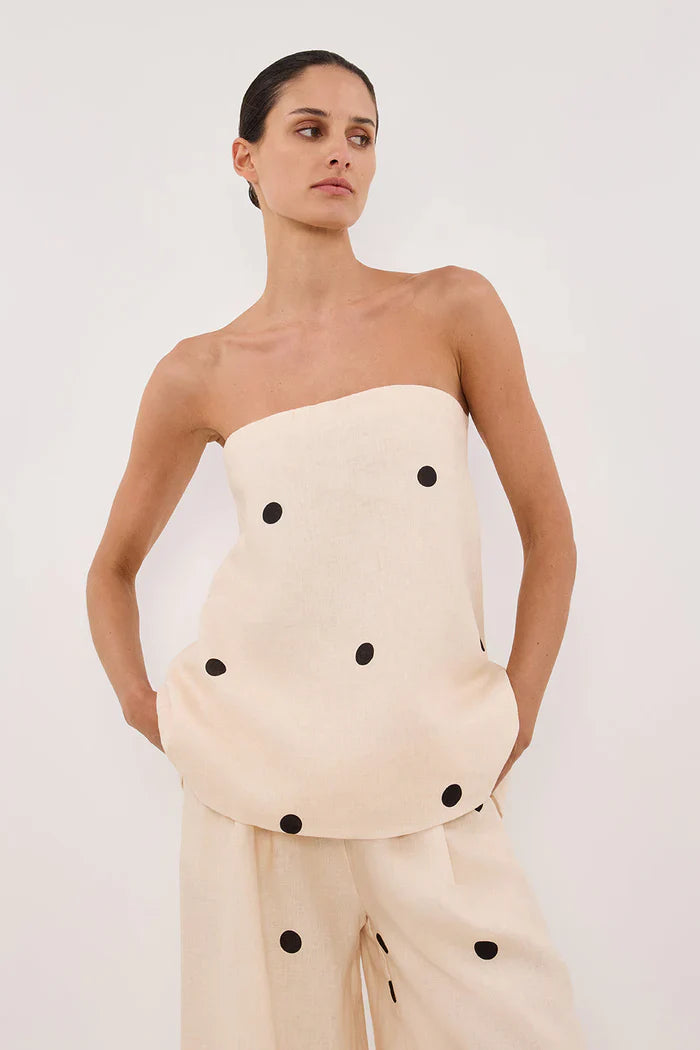 Women’s Polka Dot Wide-Leg Pants And Strapless Top Set