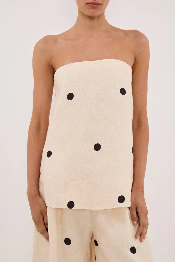 Women’s Polka Dot Wide-Leg Pants And Strapless Top Set