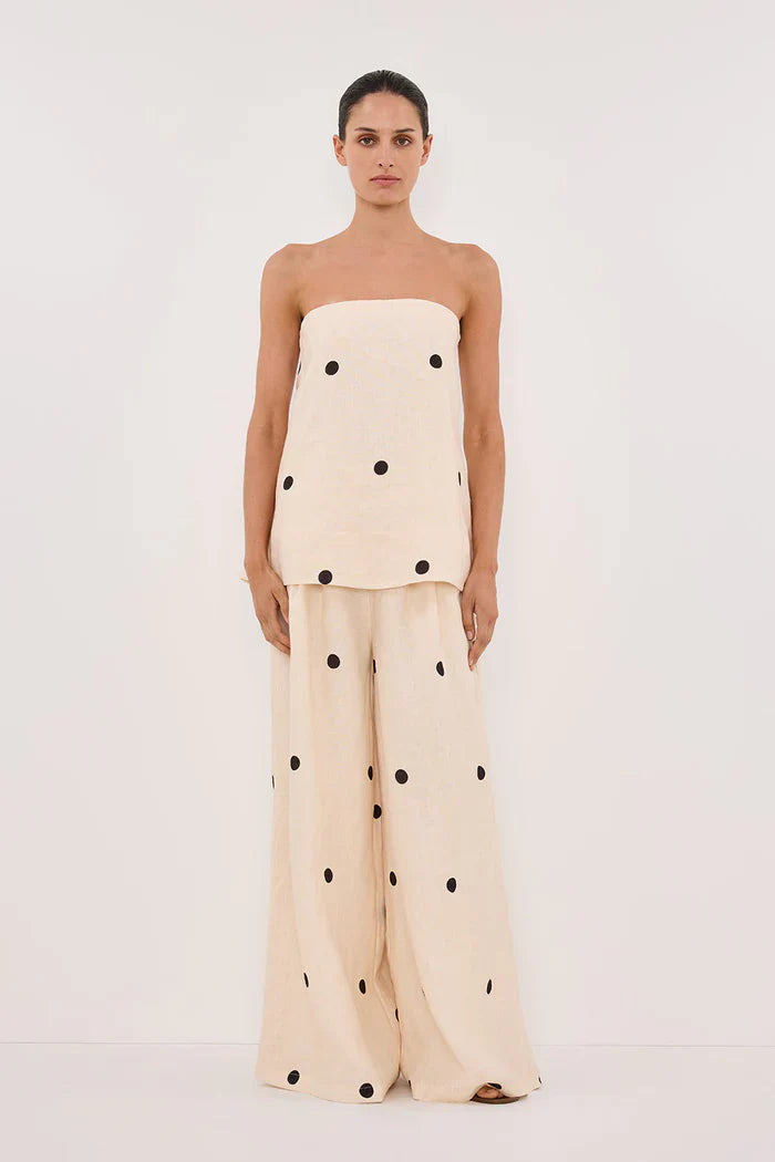 Women’s Polka Dot Wide-Leg Pants And Strapless Top Set