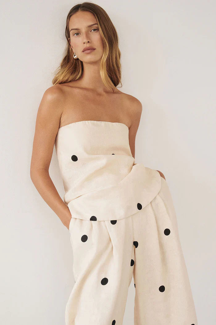 Women’s Polka Dot Wide-Leg Pants And Strapless Top Set
