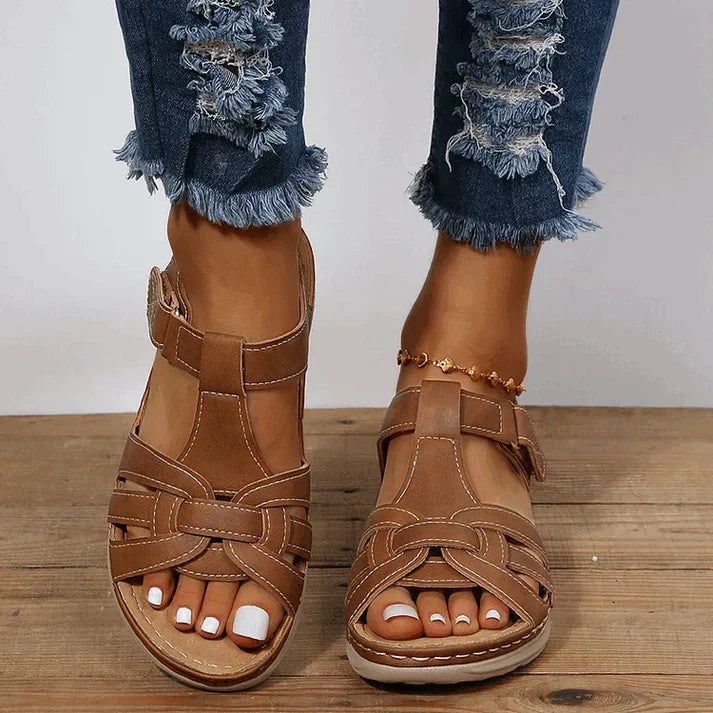 Women’s Strappy Sandals with Buckle Closure – Casual Footwear