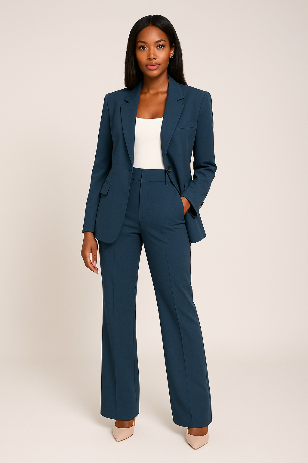 Women’s Tailored Pantsuit – Modern Blazer and Trousers