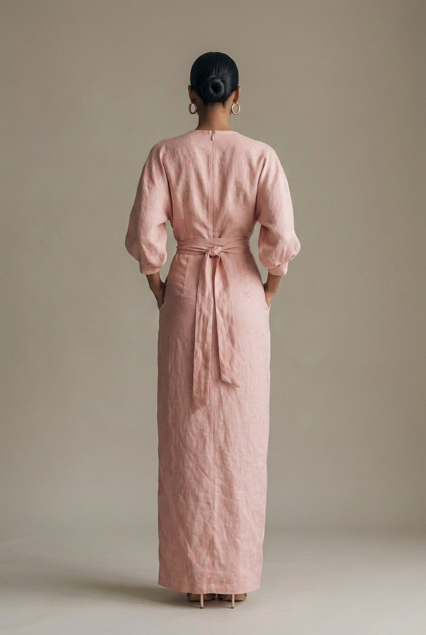 Women's V-Neck Bodycon Maxi Dress - Elegant Fitted Design