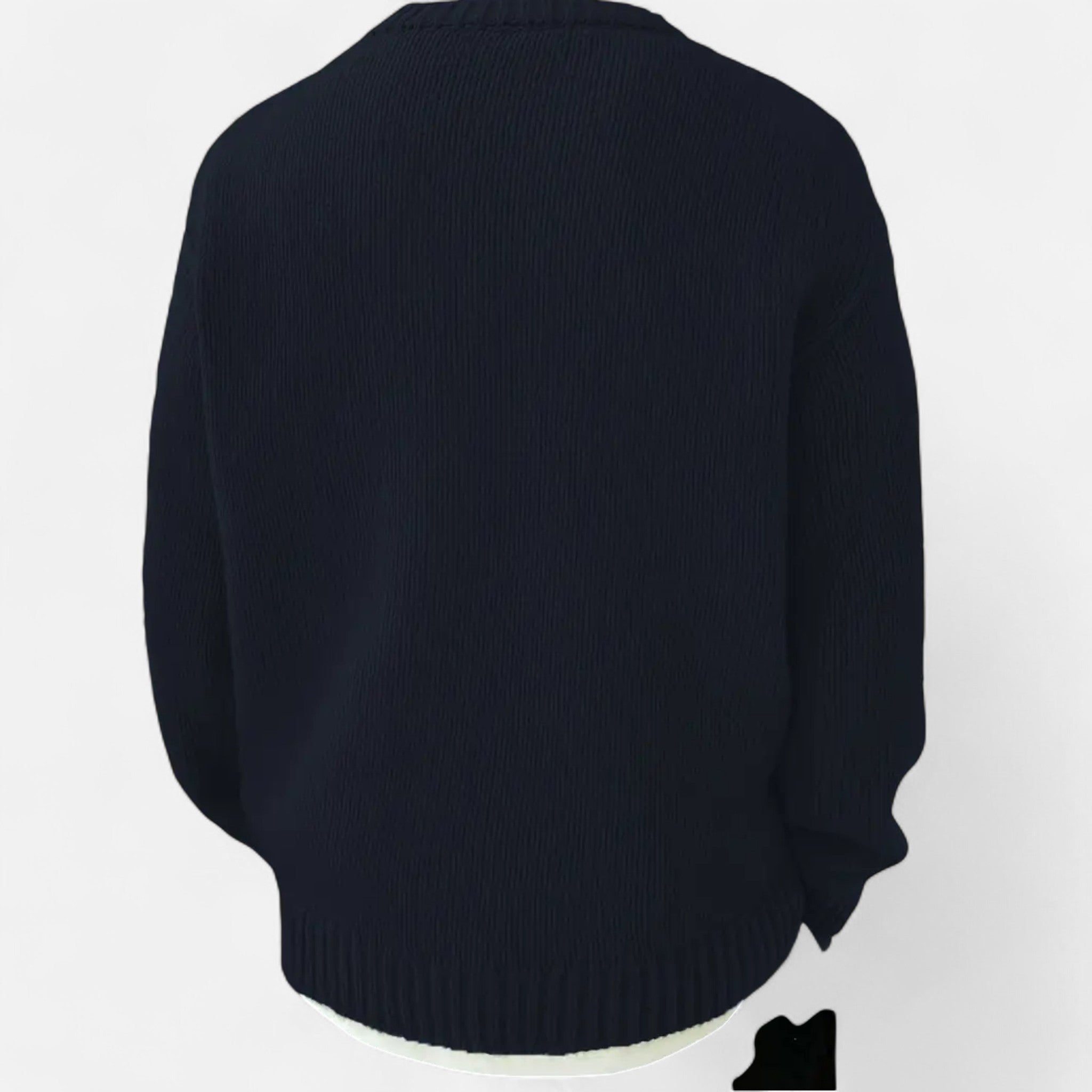 Men's Crew Neck Jumper - Long Sleeve - Ribbed Cuffs and Hem