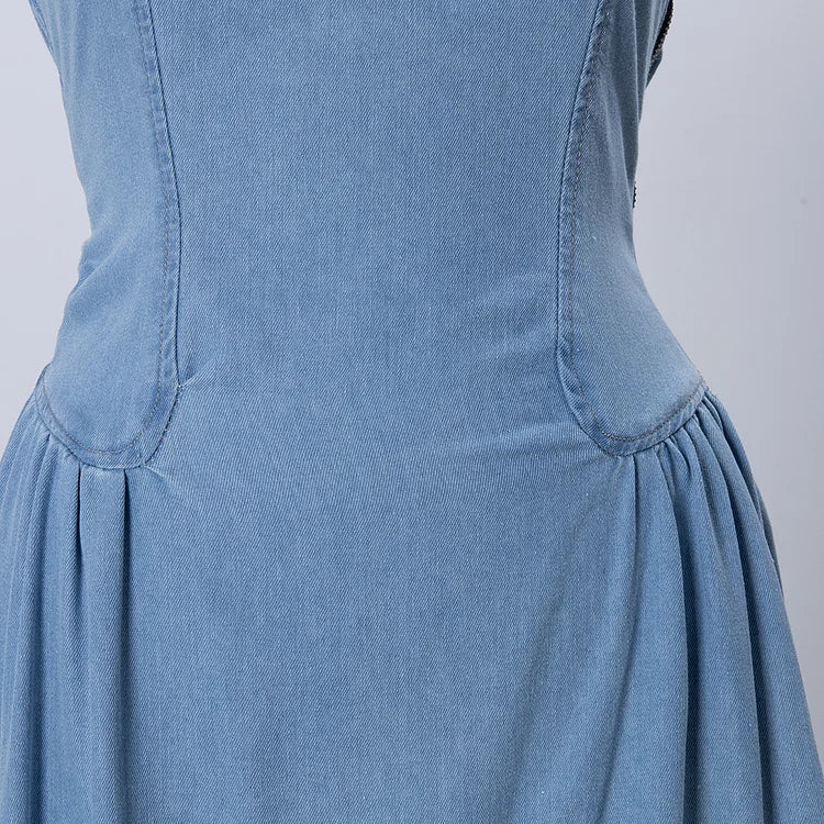 Women's Sleeveless Maxi Dress - Square Neck Lace-Up Back