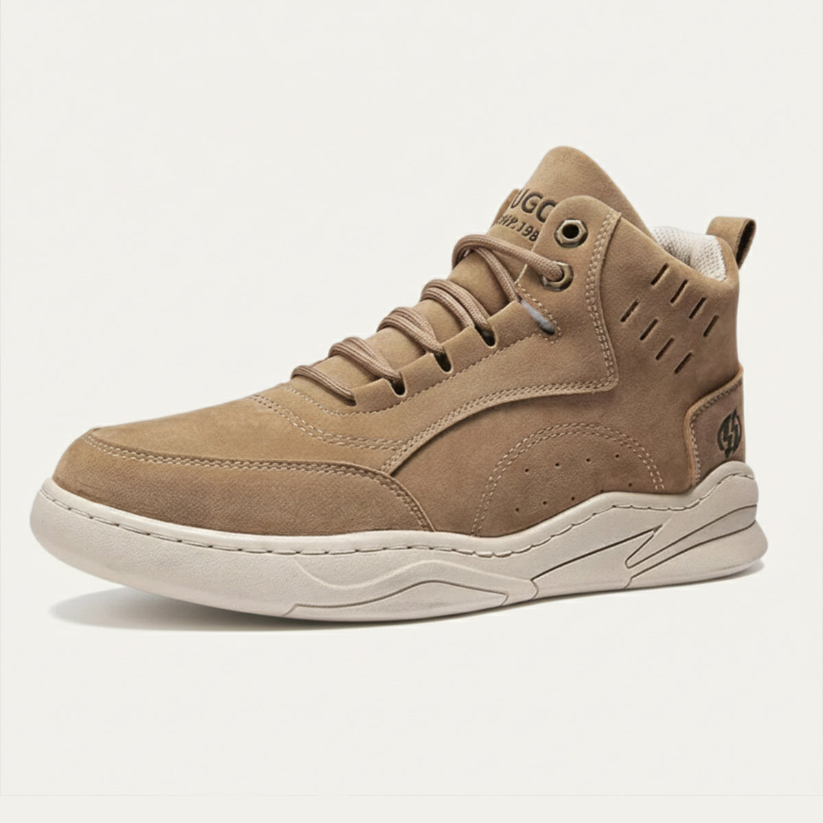 Men's High Tops - Lace Up Sneakers with Padded Collar - Perforated Panel and Chunky Sole