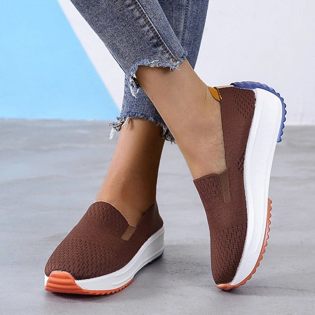 Women's Orthopedic Knit Slip-On Platform Sneakers