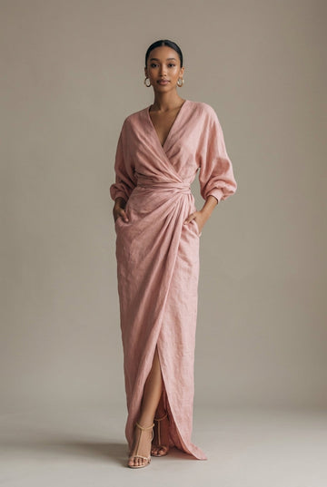 Women's V-Neck Bodycon Maxi Dress - Elegant Fitted Design